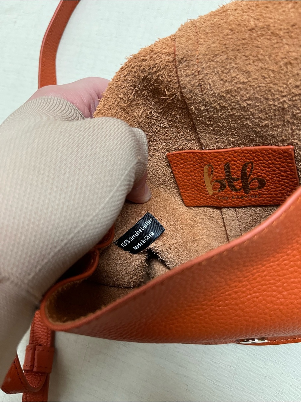 BTB Los Angeles small orange brown leather crossbody - Picture 7 of 14